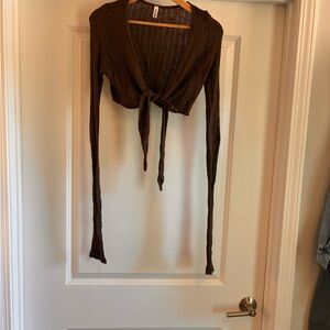 Brown Tie-Front Cardigan